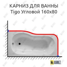 Карниз для ванны Jika Tigo Угловой 160х80 Усиленный 20 мм MrKARNIZ